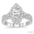 1/2 Ctw Diamond Semi-mount Engagement Ring in 14K White Gold