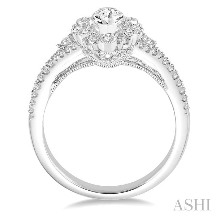 1/2 Ctw Diamond Semi-mount Engagement Ring in 14K White Gold