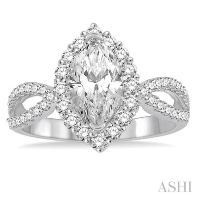 5/8 Ctw Diamond Semi-mount Engagement Ring in 14K White Gold