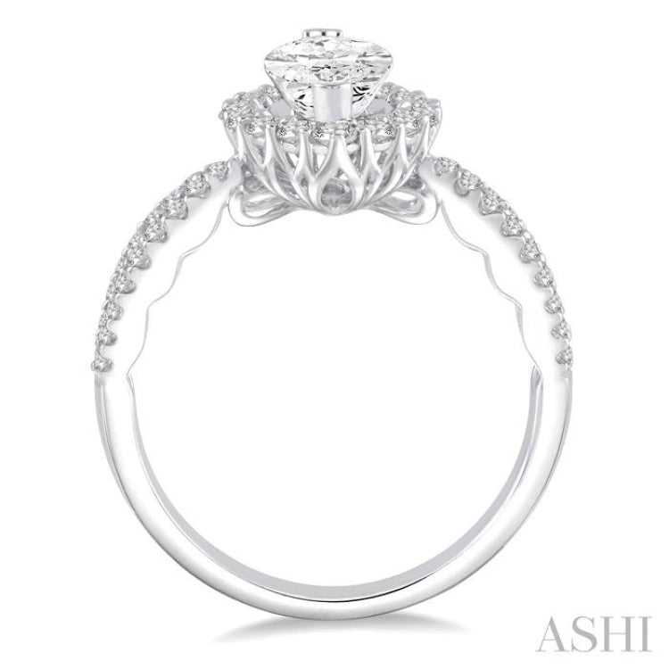 5/8 Ctw Diamond Semi-mount Engagement Ring in 14K White Gold