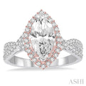 1/2 Ctw Diamond Semi-mount Engagement Ring in 14K White and Rose Gold