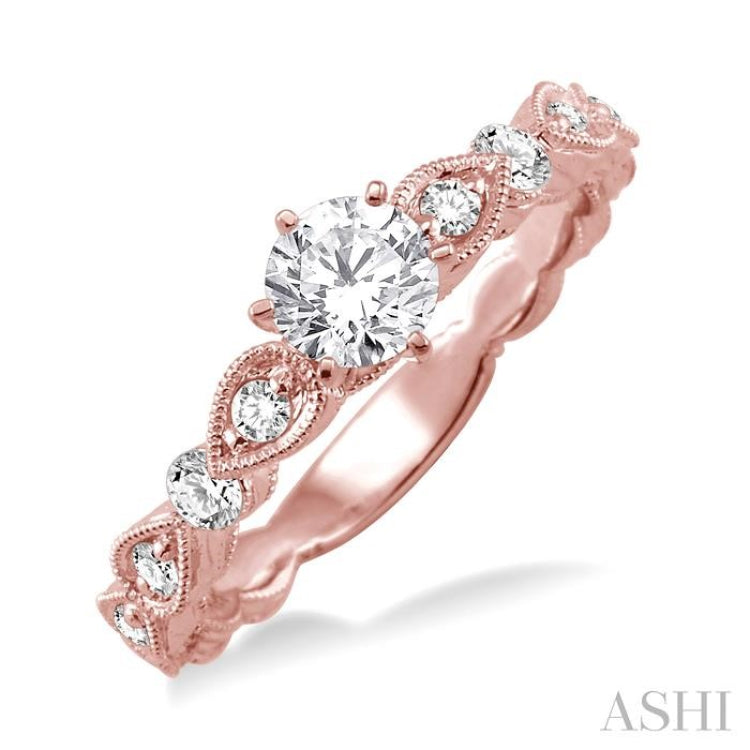 1/5 Ctw Diamond Semi-Mount Engagement Ring in 14K Rose Gold