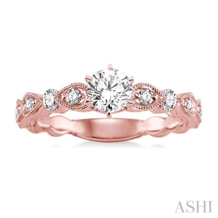 1/5 Ctw Diamond Semi-Mount Engagement Ring in 14K Rose Gold