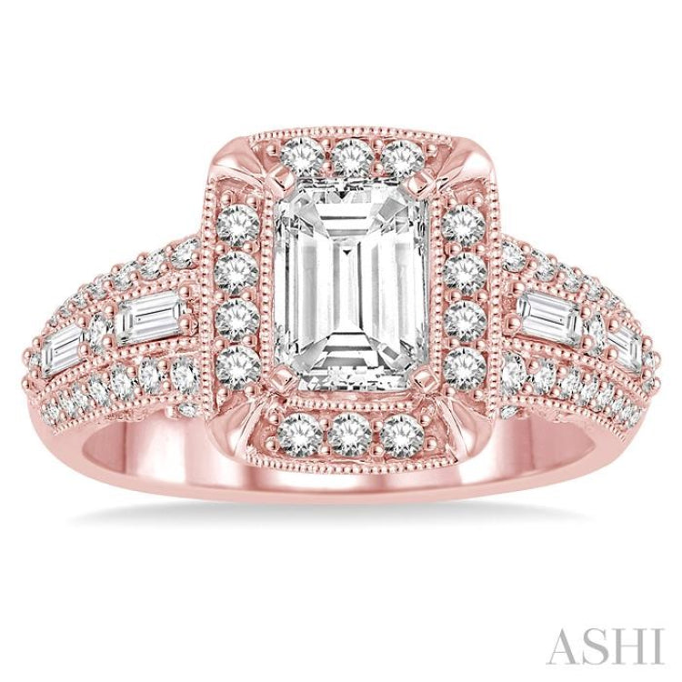 3/4 Ctw Diamond Semi-mount Engagement Ring in 14K Rose Gold