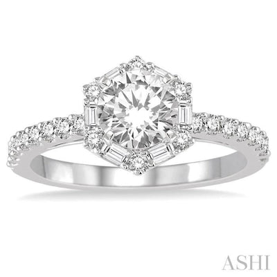 5/8 Ctw Diamond Semi-mount Engagement Ring in 14K White Gold