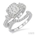 1 1/5 Ctw Diamond Lovebright Wedding Set with 1 Ctw Engagement Ring and 1/4 Ctw Wedding Band in 14K White Gold