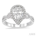 1 1/6 Ctw Diamond Engagement Ring with 3/4 Ct Pear Shape Center Stone in 14K White Gold