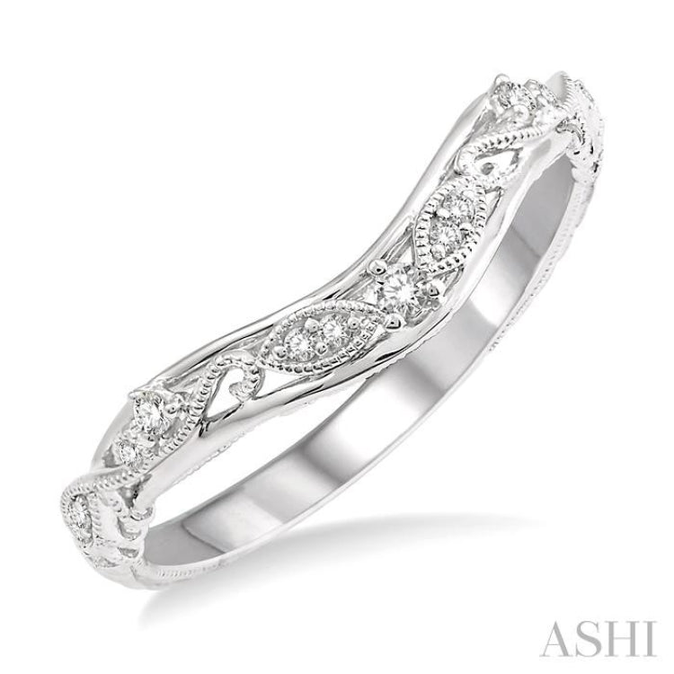 1/10 Ctw Round Cut Diamond Wedding Band in 14K White Gold