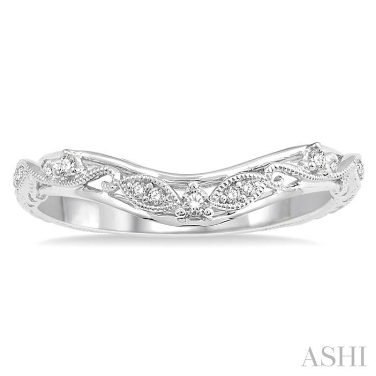 1/10 Ctw Round Cut Diamond Wedding Band in 14K White Gold