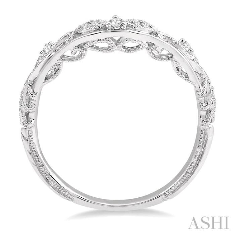 1/10 Ctw Round Cut Diamond Wedding Band in 14K White Gold