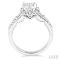 7/8 Ctw Diamond Lovebright Engagement Ring in 14K White Gold