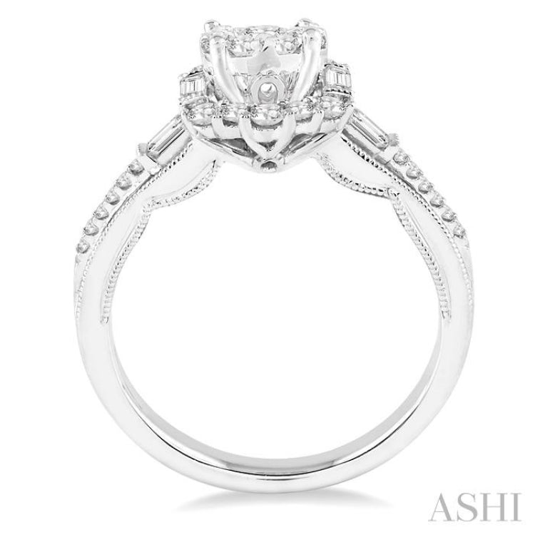 7/8 Ctw Diamond Lovebright Engagement Ring in 14K White Gold