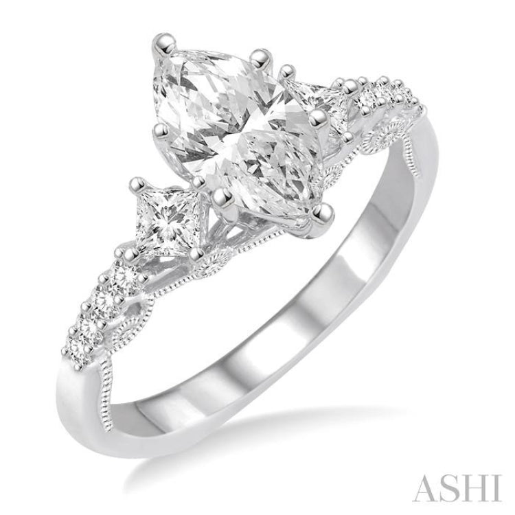 1/2 Ctw Diamond Semi-mount Engagement Ring in 14K White Gold