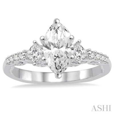 1/2 Ctw Diamond Semi-mount Engagement Ring in 14K White Gold