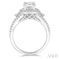 1 1/4 Ctw Diamond Engagement Ring with 5/8 Ct Oval Cut Center Stone in 14K White Gold