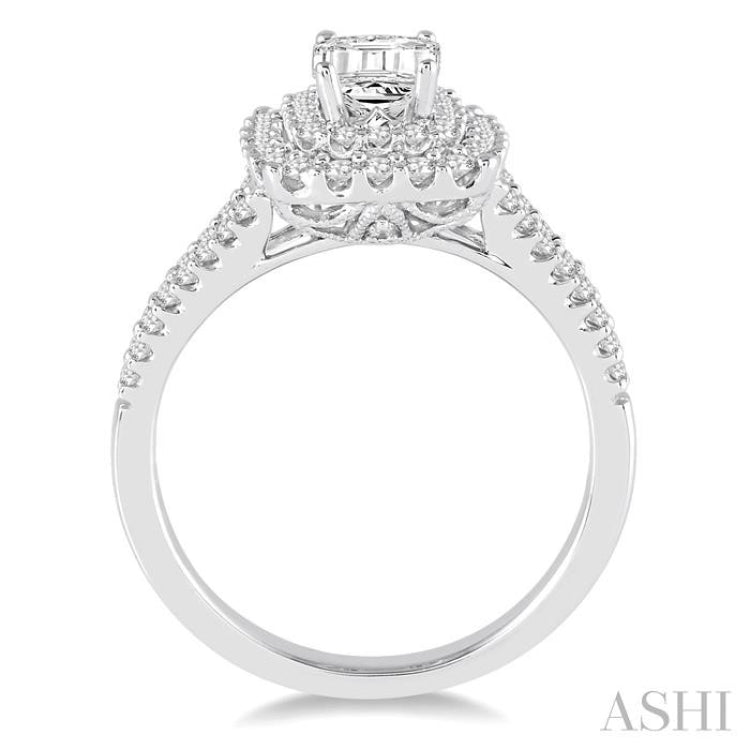 5/8 Ctw Diamond Semi-mount Engagement Ring in 14K White Gold