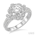 1/3 Ctw Round Cut Diamond Semi-Mount Engagement Ring in 14K White Gold