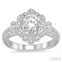 1/3 Ctw Round Cut Diamond Semi-Mount Engagement Ring in 14K White Gold