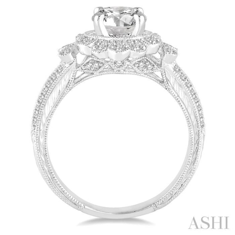 1/3 Ctw Round Cut Diamond Semi-Mount Engagement Ring in 14K White Gold