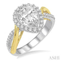 3/8 Ctw Round Cut Diamond Semi-Mount Engagement Ring in 14K White and Yellow Gold