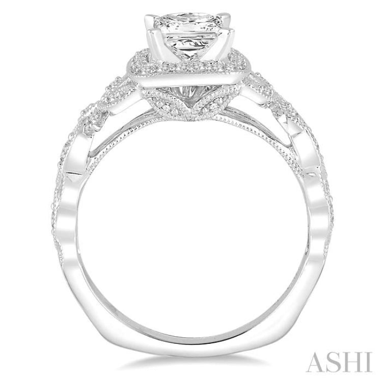 1/3 Ctw Round Diamond Semi-Mount Engagement Ring in 14K White Gold