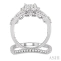 3/4 Ctw Round Cut Diamond Lovebright Bridal Set with 5/8 Ctw Engagement Ring and 1/5 Ctw Wedding Band in 14K White Gold