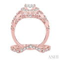 7/8 Ctw Diamond Lovebright Wedding Set with 3/4 Ctw Engagement Ring and 1/5 Ctw Wedding Band in 14K Rose and White Gold