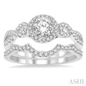 3/4 Ctw Diamond Bridal Set with 1/2 Ctw Round Cut Engagement Ring and 1/5 Ctw Wedding Band in 14K White Gold