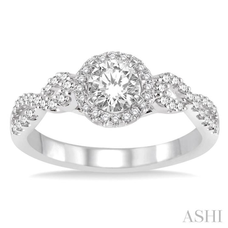 1/3 Ctw Round Diamond Semi-Mount Engagement Ring in 14K White Gold