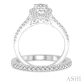 3/4 Ctw Diamond Bridal Set with 5/8 Ctw Ct Pear Cut Engagement Ring and 1/6 Ctw Wedding Band in 14K White Gold