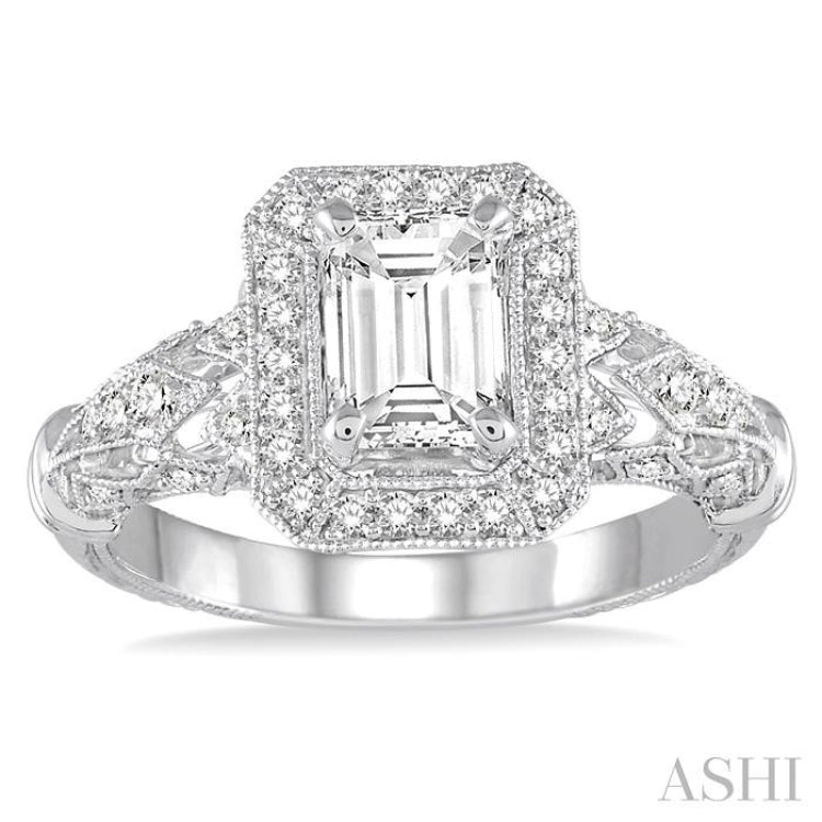 1/3 Ctw Round Cut Diamond Semi-Mount Engagement Ring in 14K White Gold