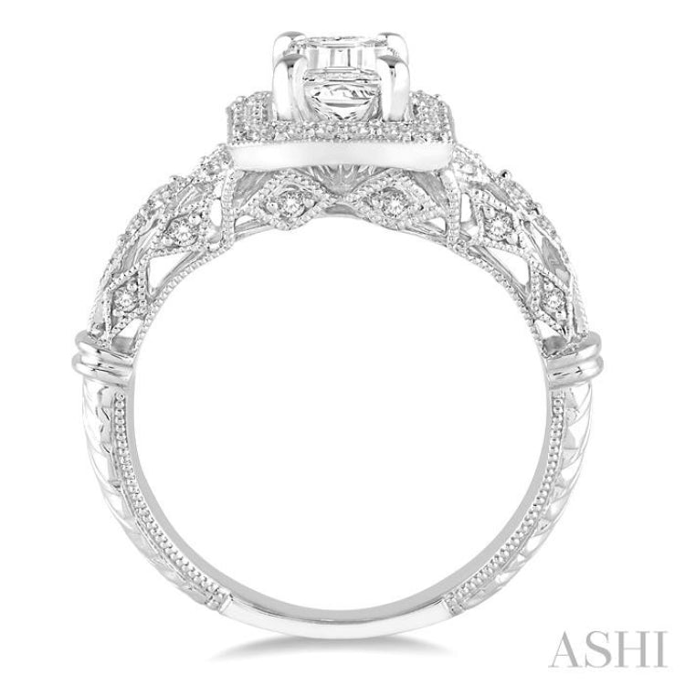 1/3 Ctw Round Cut Diamond Semi-Mount Engagement Ring in 14K White Gold