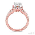 3/4 Ctw Princess Cut Diamond Lovebright Engagement Ring in 14K Rose and White Gold