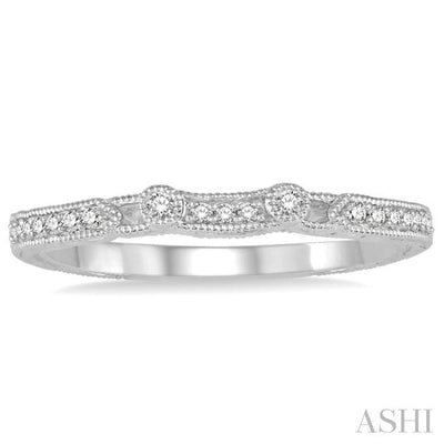 1/10 Ctw Round Cut Diamond Wedding Band in 14K White Gold