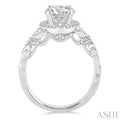 5/8 Ctw Diamond Engagement Ring with 1/2 Ct Round Cut Center Stone in 14K White Gold