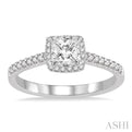 3/8 Ctw Diamond Engagement Ring with 1/5 Ct Princess Cut Center stone in 14K White Gold