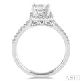 3/8 Ctw Diamond Engagement Ring with 1/5 Ct Princess Cut Center stone in 14K White Gold