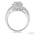 1 1/10 ctw Round Cut Diamond Lovebright Engagement Ring in 14K White Gold