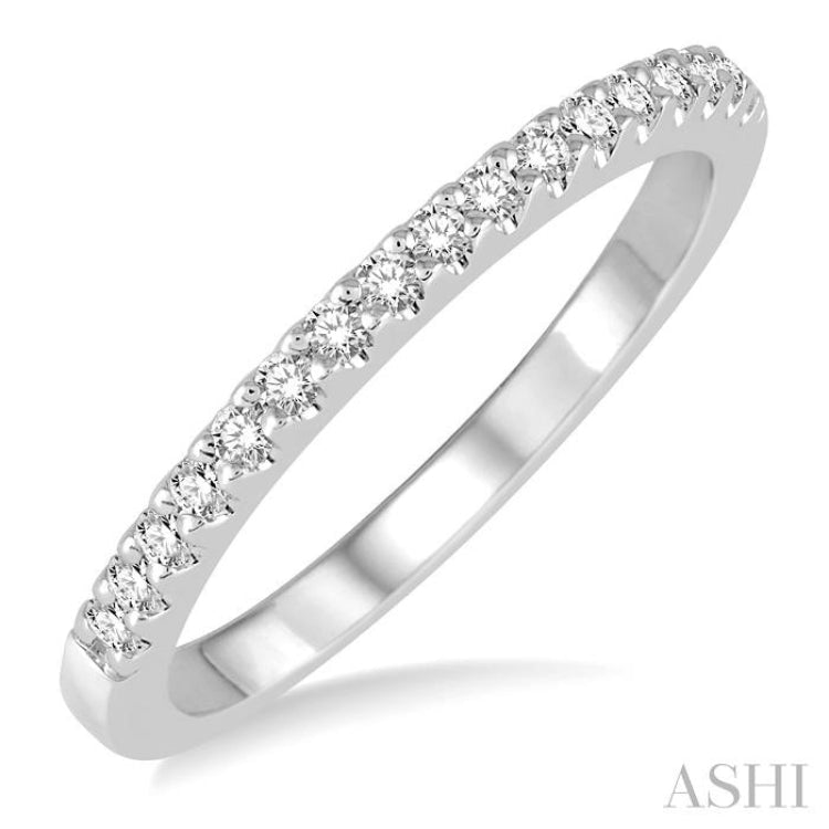 1/5 Ctw Round Cut Diamond Matching Wedding Band in 14K White Gold.