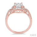 5/8 Ctw Lovebright Round Cut Diamond Engagement Ring in 14K Rose and White Gold