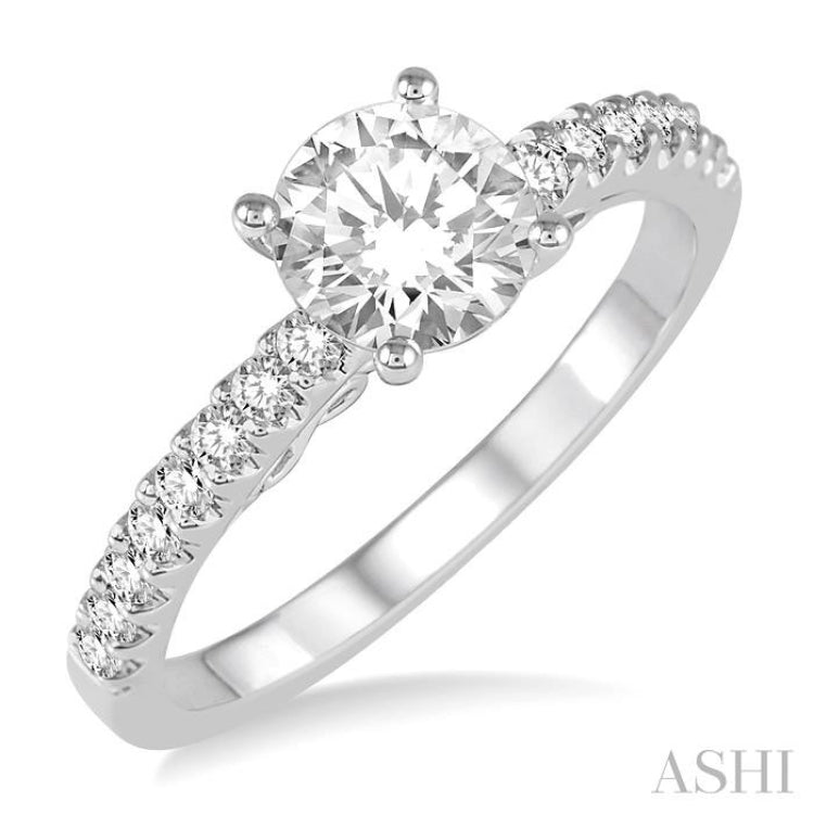 1/4 Ctw Round Shape Semi-Mount Diamond Engagement Ring in 14K White Gold