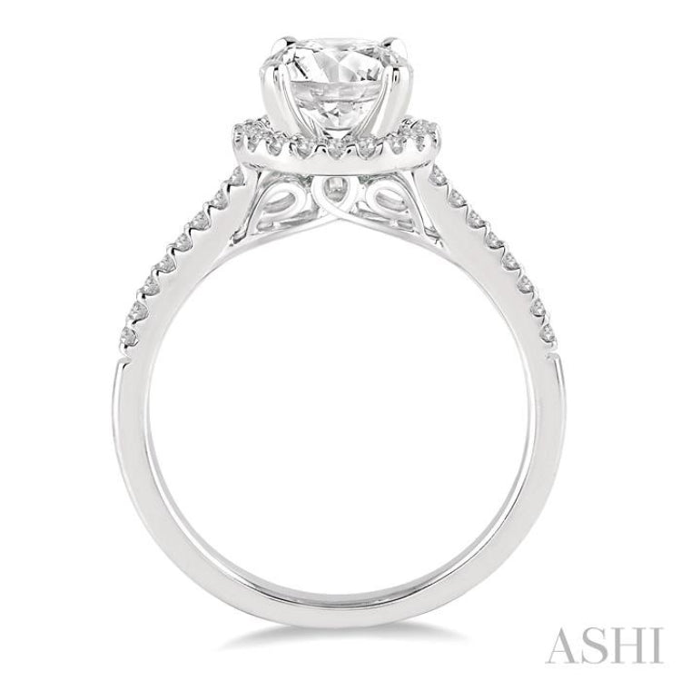 1/5 Ctw Round Shape Semi-Mount Round Cut Diamond Engagement Ring in 14K White Gold