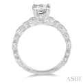 1/6 Ctw Princess Cut Semi-Mount Leaf and Circle Motif Diamond Engagement Ring in 14K White Gold