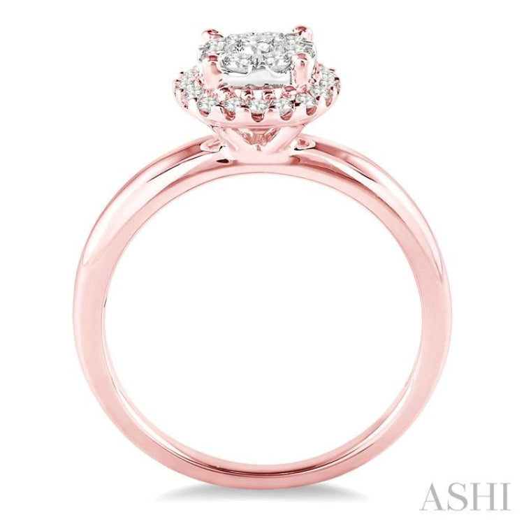 1/3 Ctw Lovebright Round Cut Diamond Engagement Ring in 14K Rose and White Gold