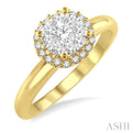 1/3 Ctw Lovebright Round Cut Diamond Engagement Ring in 14K Yellow and White Gold