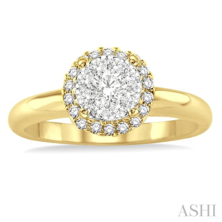 1/3 Ctw Lovebright Round Cut Diamond Engagement Ring in 14K Yellow and White Gold