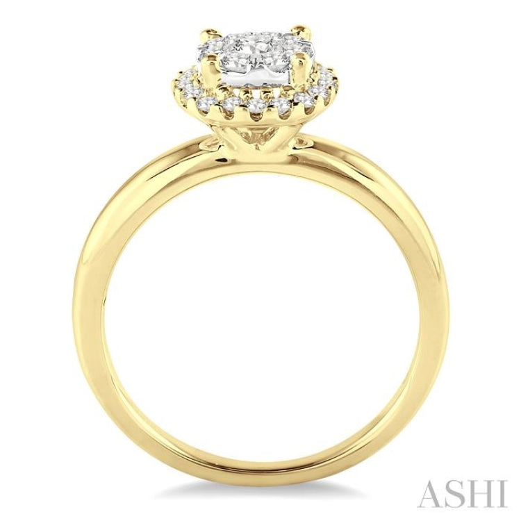 1/3 Ctw Lovebright Round Cut Diamond Engagement Ring in 14K Yellow and White Gold