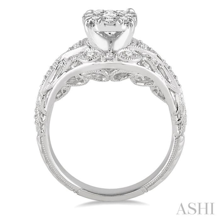 1/2 Ctw Lovebright Engagement Ring with Center Stone in 14K White Gold