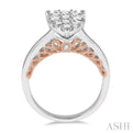 1 Ctw Round Diamond Lovebright Pear Shape Engagement Ring in 14K White and Rose Gold