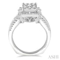 1 3/8 Ctw Diamond Lovebright Vintage Inspired Engagement Ring in 14K White Gold